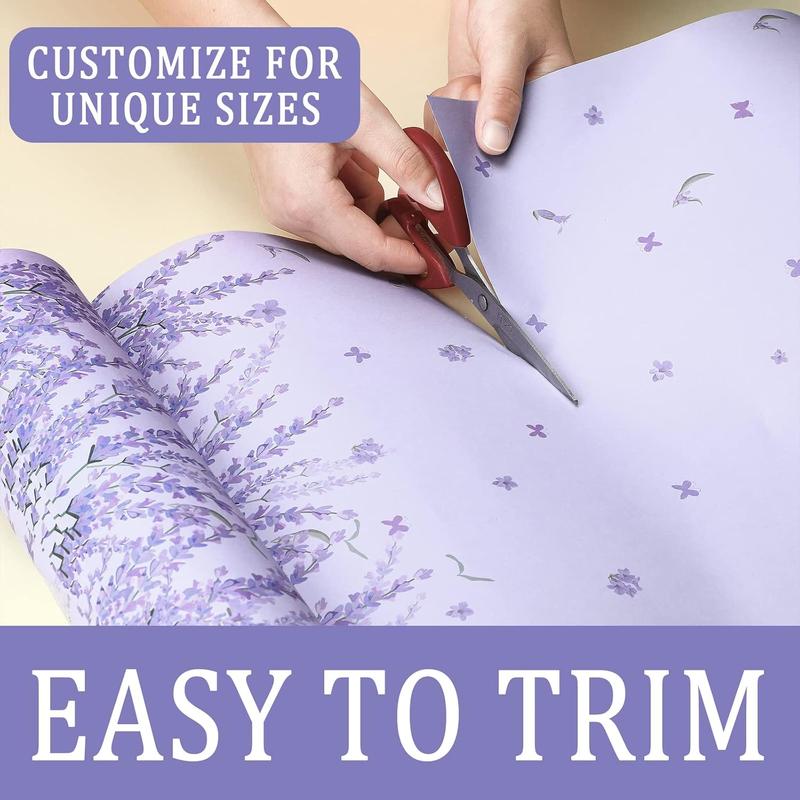 Thenshop 30 Sheets Floral Scented Drawer Liners 14 x 19.5 Inch Dresser Drawer Liner Shelf Non Adhesive Paper Sheets for Kitchen Cabinet Home Shelf Closet(Purple,Lavender)