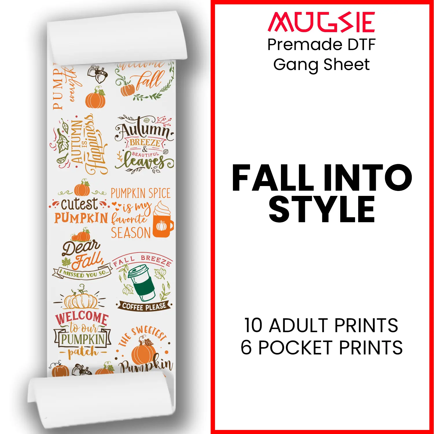 Fall into Style: 22x60 DTF Direct-to-Film Gang Sheets - Autumn Collection