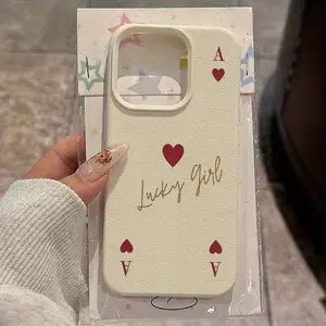 Creative red heart letter A pattern lychee texture mobile phone case, suitable for iPhone17/16/15/14/13/12/11/X/XS/XSMAX, with fresh style, it is a great Christmas gift for friends, family and yourself.