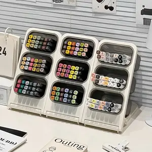 Large Capacity Desk Organizer Box, Multi Grids Organizer, Student Desktop Pen Holder, Office Stationery Storage Rack, Slanted Insert Pen Bucket