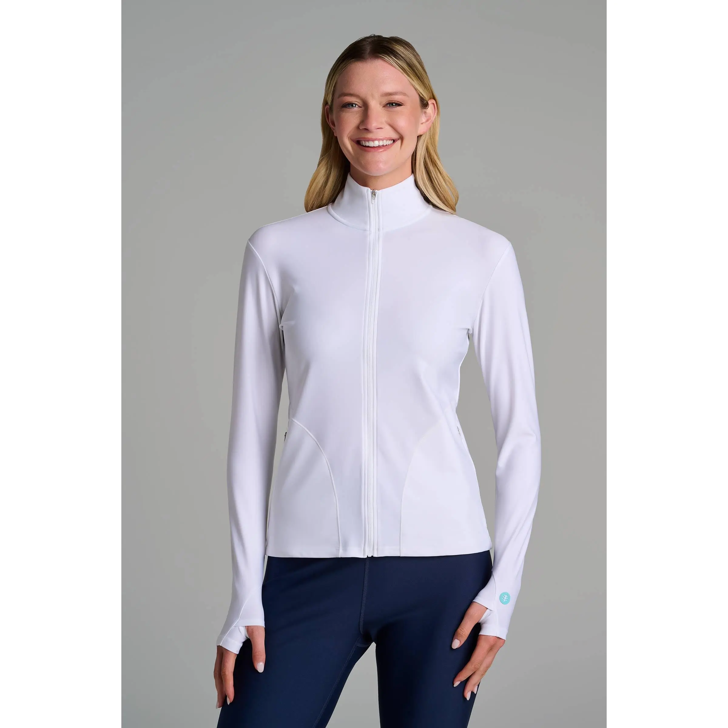 Women's Swim Jacket, Full Zip & Mock Neck | White