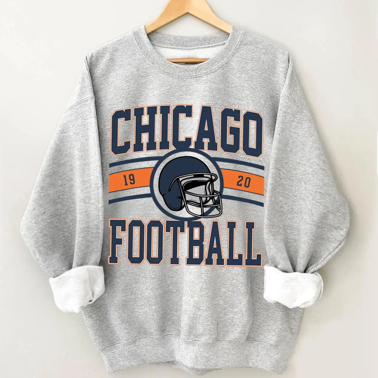 Vintage Chicago Football Crewneck Sweatshirt, Chicago Fan Gifts Crewneck Sweatshirt, Unisex Gifts For Football Fan