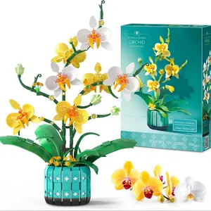Orchid Flower Building Set, Orchid Bonsai Building Set, Creative Gifts for Adults and Children, Suitable for Office, Home Decoration Plant Collection, Flower Building Blocks