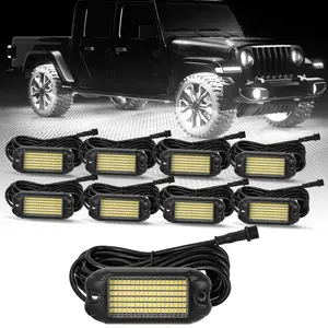Sunpie 108 High-Power LEDs Pure White Rock Lights Ultra-Bright Offroad Underglow Kit Advanced Heat Dissipation IP68 Waterproof for Truck, SUV, UTV, ATV, RZR