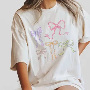 Coquette Bows Shirt for Her, Coquette Aesthetic, Bow Collage Tshirt, Ribbon Shirt for Girl, Comfort Tee Bows Coquette, Ribbon Graphic Tee Oversized, Coquette Gift for Her, Wife Bow Birthday Gift, Coquette Aesthetic, Oversized Graphic Tee, Women Top