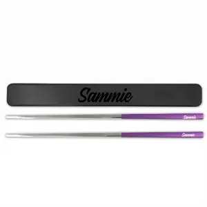 Stainless Steel Reusable Chopsticks Set (Lavender / Silver)