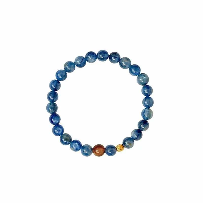 Blue Kyanite Stone Energy Bracelet with Tiger's Eye, Gold Accent, Crystal, Unisex, Kyanite Mix, Unique Combo, Energy And Style, Bangle