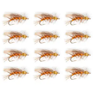 Floating Feather Supply Orange Stimulator Fly 12 Pack – Stonefly Dry Fly Size 8