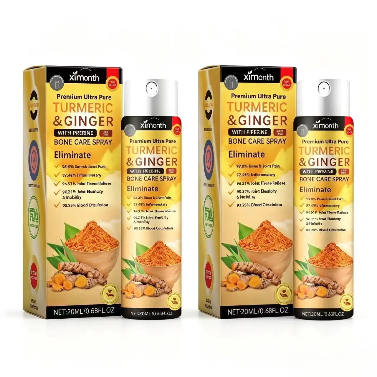 Buy 1 Get 1 Free | Ximonth Turmeric & Ginger Joint Care Spray - Daily Topical Spray for Shoulder, Neck, Knee Pain Relief & Stiffness From Prolonged Sitting/Standing