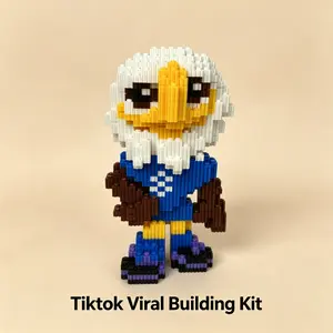 Sleek Futuristic Eagle Soccer Mascot Micro Bricks, Urban Trend 3D Statue, Perfect Gaming Desk Decor, Stylish Ornament For Contemporary Home Decoration