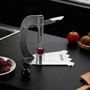 Cherry Pitter Stainless Steel Core Extractor, Multi-Fruit Cherry Stoner for Jujube and Dates, Labor-Saving Lever, Replaceable Needles 5/6/8mm, Family Kitchen Tool