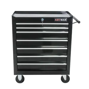 Donext Tool Chest 7-Drawer Rolling Tool Box with Wheels Black Multifunctional Tool Cart Mobile Storage Chest Lockable Security Smooth Ball-Bearing Drawers Durable Steel Construction 4-Wheel Mobility