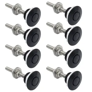 8 Pcs 1.25 inch Universal Stainless Steel Rod Vehicle Hood Pins Quick Release Lock Latch Bumper License Plate Lock Clip Push Button Bonnet