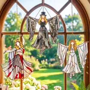 Boho Queen of Rock Acrylic Suncatcher , Mystical Gypsy Dancer Hanging Ornament, Vintage 90s Rock Window Decor, Gold Dust Gift