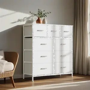 【Updated Decor】MUSEN Dresser with 9 Drawers, Pink Dresser for Bedroom Drawer Organizer Storage Drawers, Fabric Storage Tower with 9 Drawers, Chest of Drawers with Steel Frame, Wood Top for Nursery, Living Room, Closet, Deals for You Days