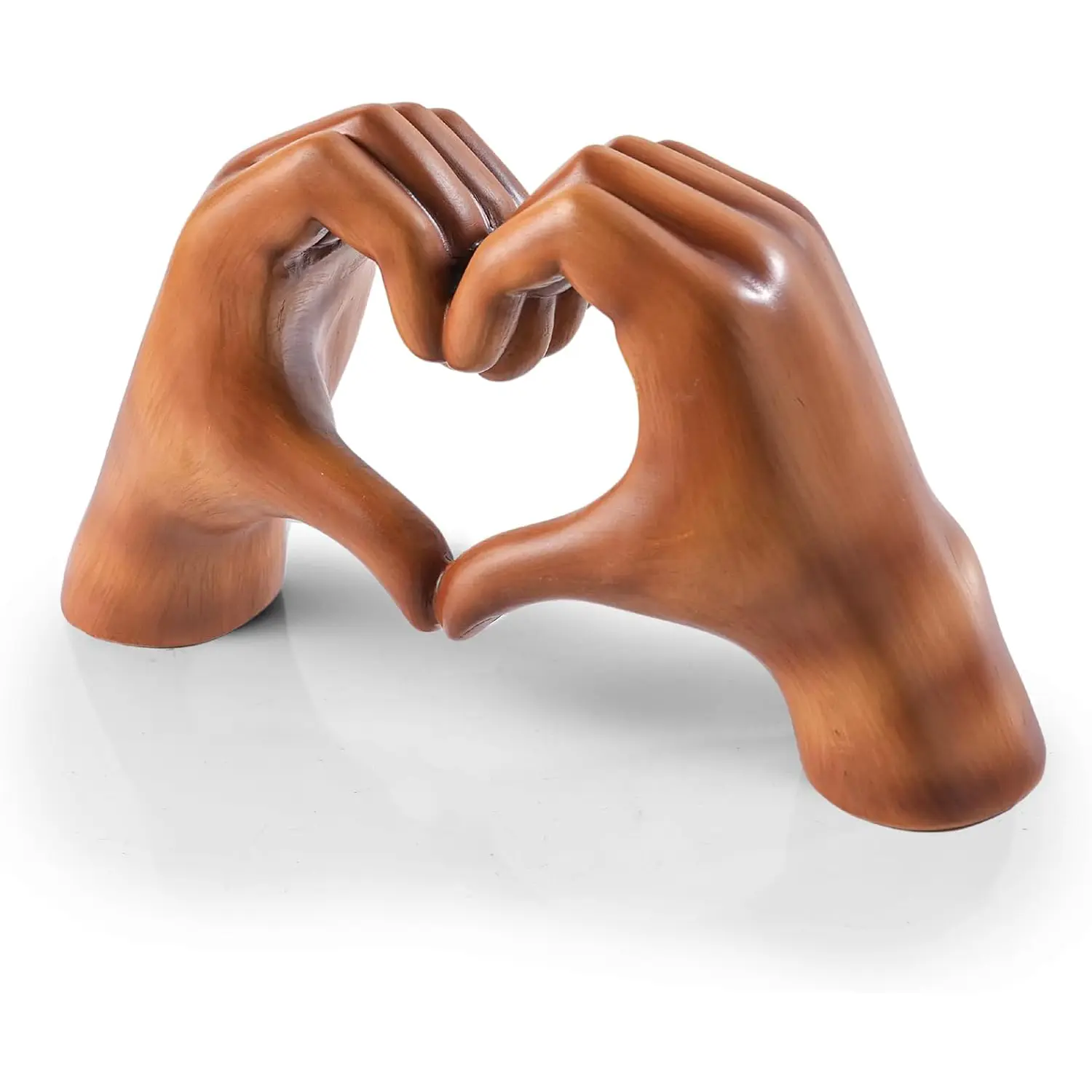 Wood Color Love Finger Hand Sculpture Statue - Home Decor Accents for Bedroom Bookshelf, Coffee Table - Aesthetic Home Supplies Figurine