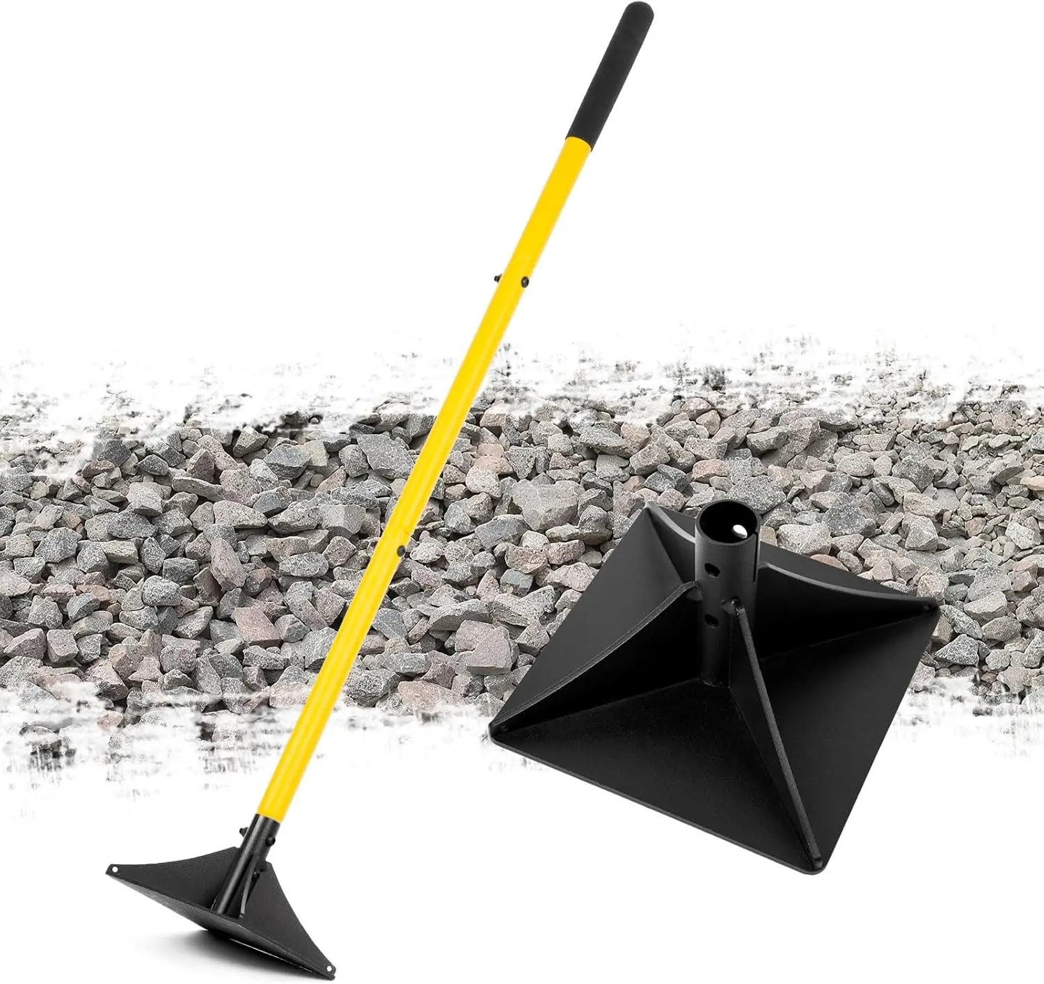 8"x8" Steel Tamper with 48" Handle, Heavy Duty Hand Compactor Tool for Leveling Soil, Gravel, Sand, Asphalt, Ground, Paver, Driveway, Garden, Yard and Blacktop Repair