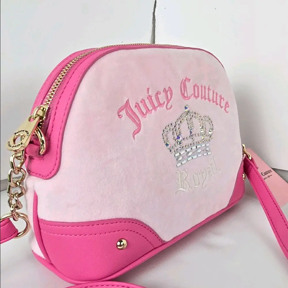 Juicy Couture Pink Royal Medium Crossbody Shoulder Handbag Purse - Perfect for Valentine’s Day - Chic Romantic Gift for Her