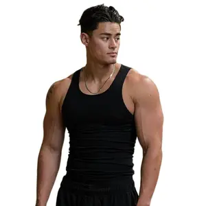 Men's Fitness Vest, High Elasticity Ribbed Training Breathable Sleeveless Tank Top, Plus Size Men's Vest