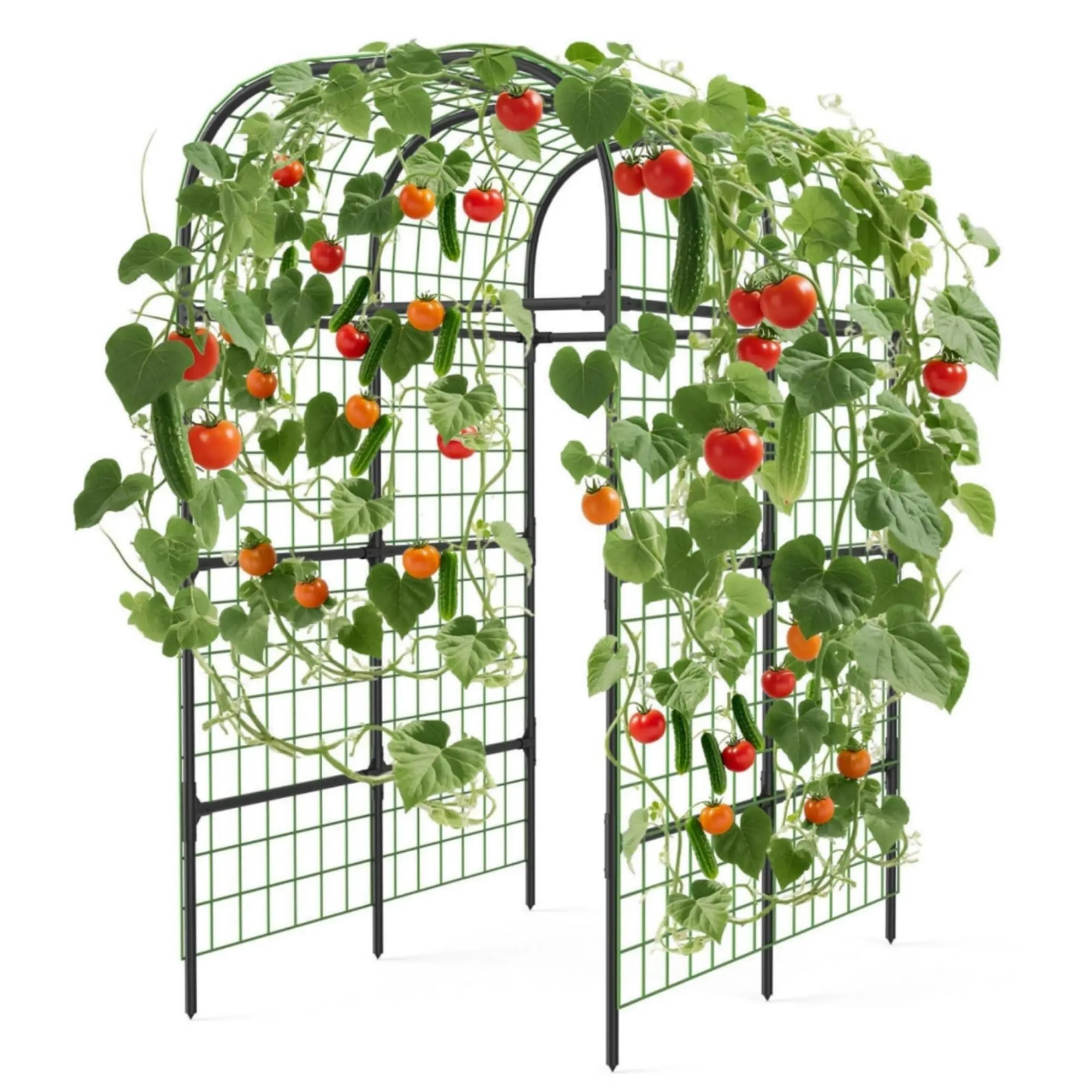 7.3ft Metal Garden Arch Trellis, Black Plant Support for Raised Beds, Climbing Vegetables, and Cucumbers,summerwins
