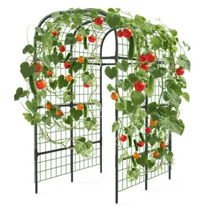 7.3ft Metal Garden Arch Trellis, Black Plant Support for Raised Beds, Climbing Vegetables, and Cucumbers