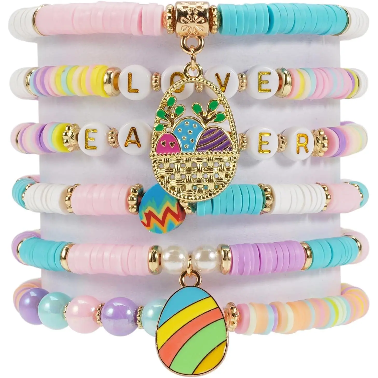 Bracelet for Women Polymer Clay Bead Bracelet Heishi Surfer Bracelets Set
