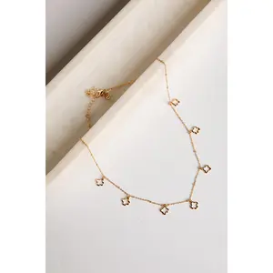 Wendy Quatrefoil Charm Gold Necklace