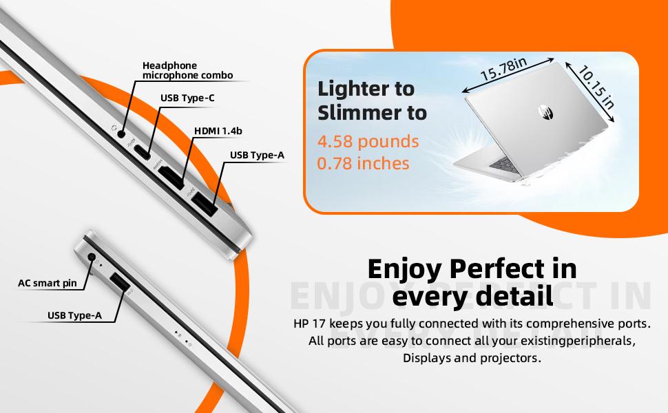 HP 17 inch Laptop Business, AMD Ryzen 5 7430U 6-Core Processor (Beats i7-11th Gen), 32GB RAM & 1TB SSD, Windows 11 Pro, AI Copilot Ready, Full Numeric KB, 17.3" FHD IPS Display