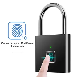 Fingerprint Padlock, Locker Lock, Keyless Biometric Padlock Outdoor Fingerprint Lock Combination Gate Locks for Gym Storage USB Rechargeable