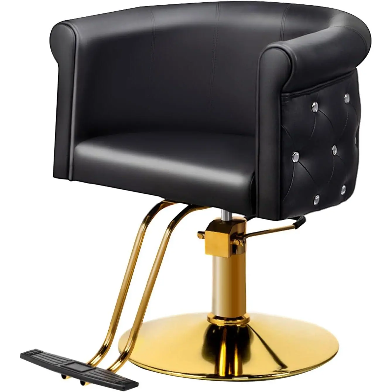 OmySalon Sturdy Commercial Barber Chair for Hair Stylists - Adjustable PU Leather, Metal Frame, Foam-Cushioned Open Back, 3-Steps Fast Hydraulic Lift, Included Footrest - Ideal for Cosmetology Salons, Specialty Salon Furniture