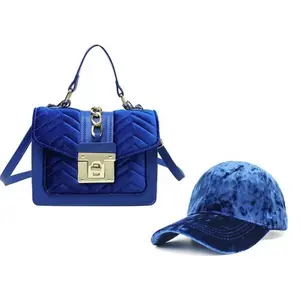 Blue Velvet Hat & Purse
