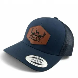 Personalized Grandpa Dad Pops Hunting SnapBack Hat with Custom Leather Patch for Outdoor Enthusiastic