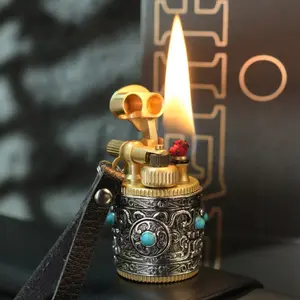 New Vintage Old Lighter, Novelty Unique Lighters, Pure Bass Material, Silver Armor Decoration, Fat Boy Shape, Retro Flint Wheel, Cool Gifts For Men Smokers (Without Fuel)