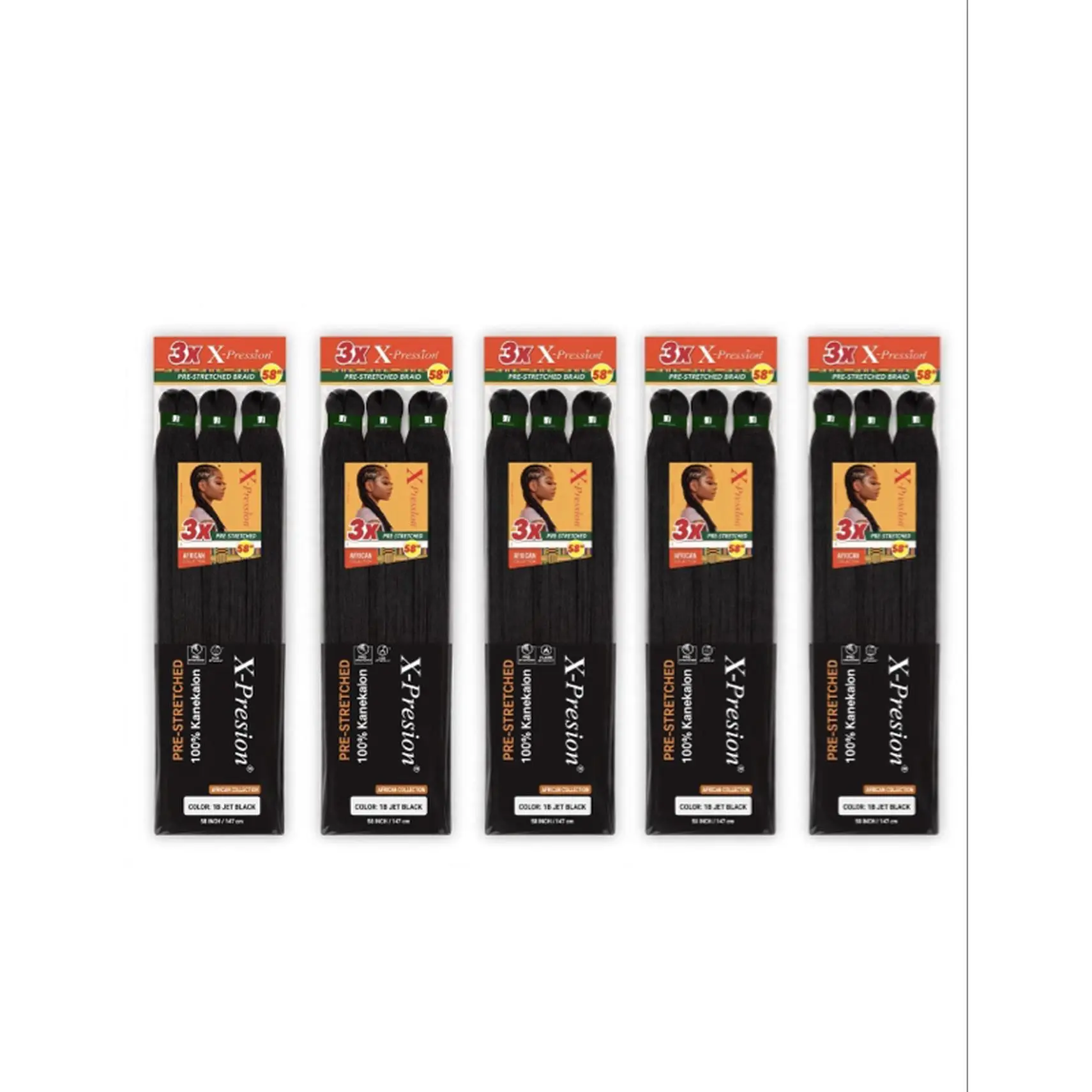 X-Expression Braiding Hair 58 Inches Assorted Colors 5 Packs for $30 Synthetic for Braids Twists Protective Styles