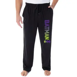 DC Comics Men's Batman Pajama Pants Ombre Script Logo Loungewear Sleep Pants
