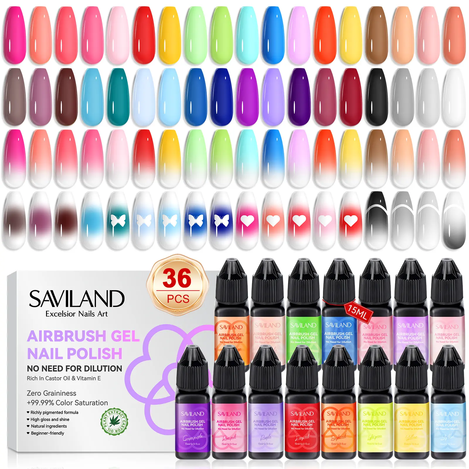 36 Colors High Pigmented Airbrush Gel Polish Set