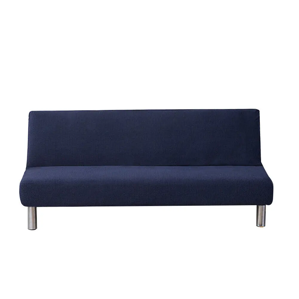 US Stretch Solid Color Futon Slipcover Full Size Armless Sofa Bed Cover