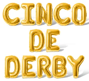 Letter Balloons - CINCO DE DERBY 16" Inch Alphabet Letters Foil Mylar Balloon Kentucky Derby Day Party Banner