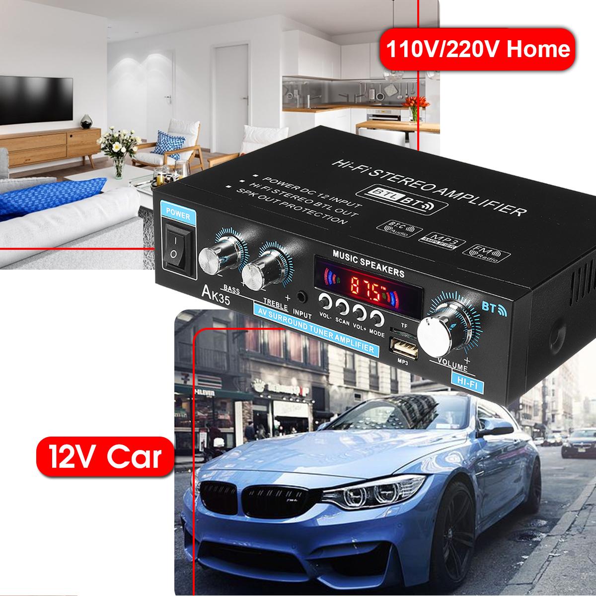 30W+30W Digital HIFI Power Amplifier bluetooth 5.0 USB FM TF Card Stereo Home Theater Car Audio 110V AMP with Remote Control - US PLUG