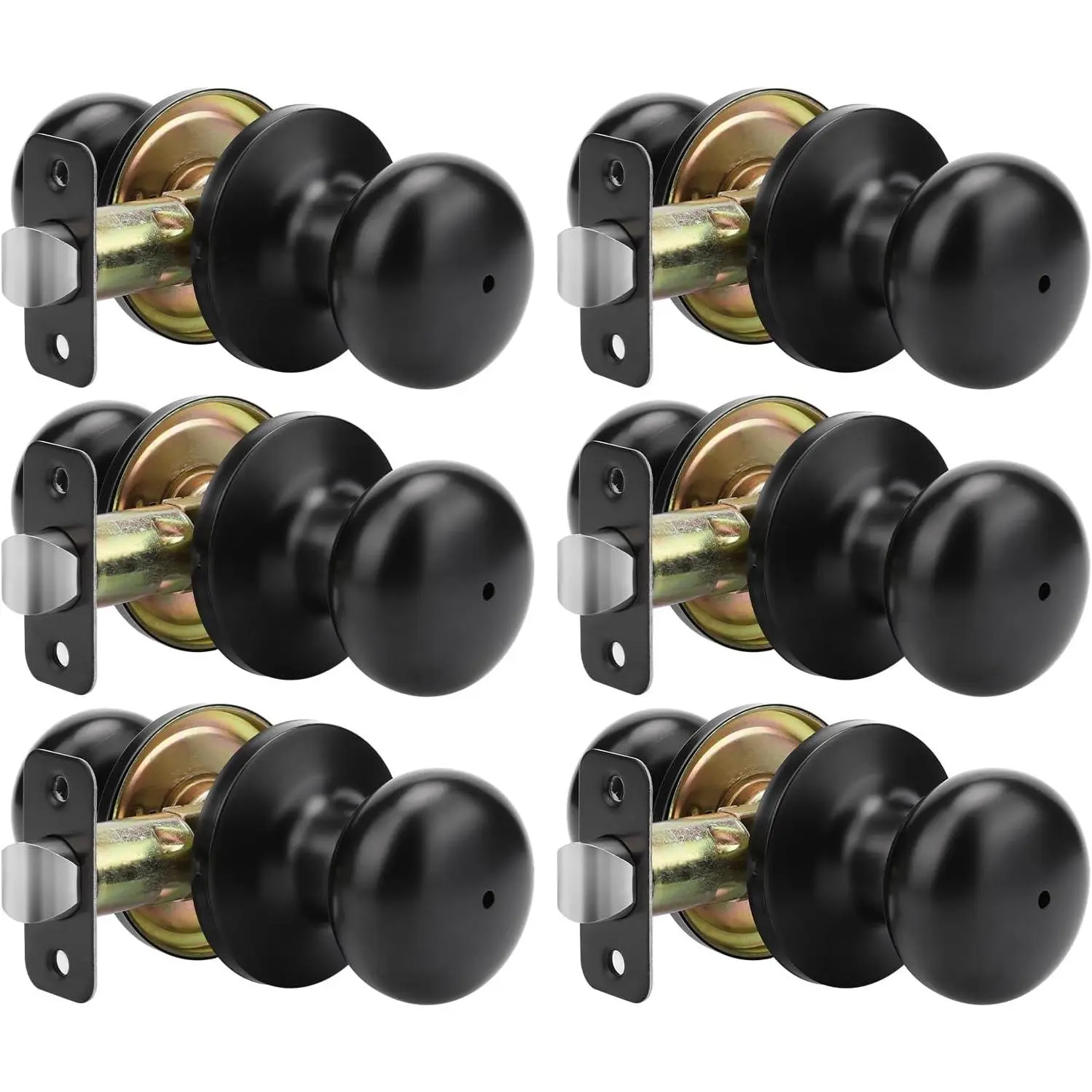 Black Door Knobs, Black Bedroom Door Knob, Door Knobs Bulk, Privacy Door Knob for Bedroom or(6 Pack)