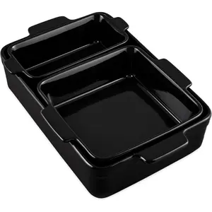 Best Choice Products Bakeware Set, Baking Dish Set, 3-Piece Nonstick, Toxin-Free, Ceramic, Casserole, Bread Loaf, Square Pan, Space-Saving Nesting Design - Black Licorice
