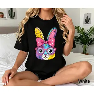 Comfort Colors Womens Easter Bunny Shirt Floral Bunny T-Shirt Faux Rabbit TShirt Floral Spring Shirt Flower Bunny Tee  - LORA ATCHER