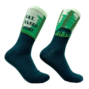 Men's Eat Sleep Hunt Socks Funny Cool Deer Hunter Wildlife Footwear Funny Graphic Socks Comfortable Fitted Spandex Cotton