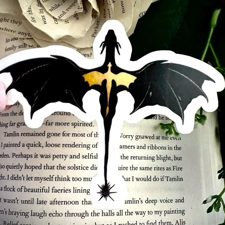Fourth Wing Inspired Dragon Fantasy Removable Waterproof Stickers - Dishwasher Safe Book Lover Gift, Laptop Decal, Water Bottle Sticker, DIY Scrapbooking & Stamping Supply, Removable Sticker