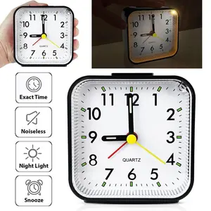 SJPACK LED Desk Alarm Clock Nightlight Snooze Quiet Non Ticking Battery Powered Bedroom