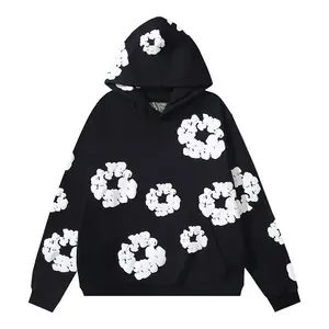 Denim Tears New Kapok Foam Print Casual Pullover Hoodie & Sports Joggers / Sweatpants | Unisex Euro-American Trendy Hoodie, Comfortable and Versatile | Couple Style