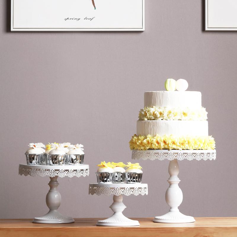 Set of 3 Round Metal Cake Stand Set, Displaying Table for Birthday Party Cake Display Baby Shower Wedding Pastry Decor Supplies Cupcake Dessert Decoration
