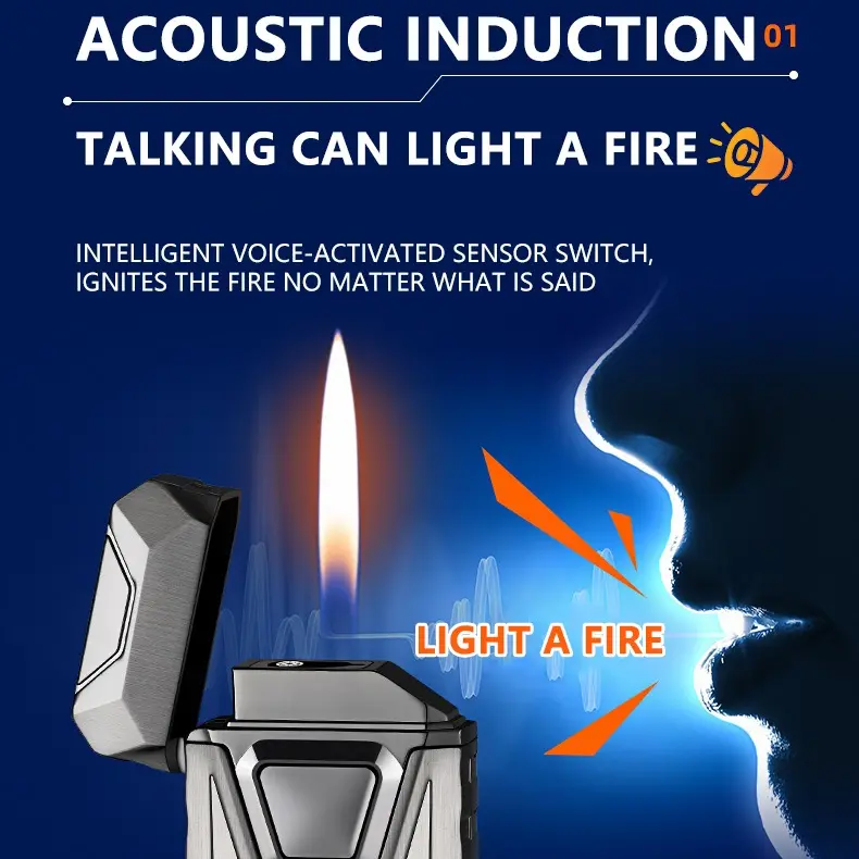 intelligent voice control,Electronic lighter for boyfriend and family, gift box packaging,  Typc-C butane men's lighter, popular windproof lighter, gas lighter, multifunctional lighter, no free butane gas