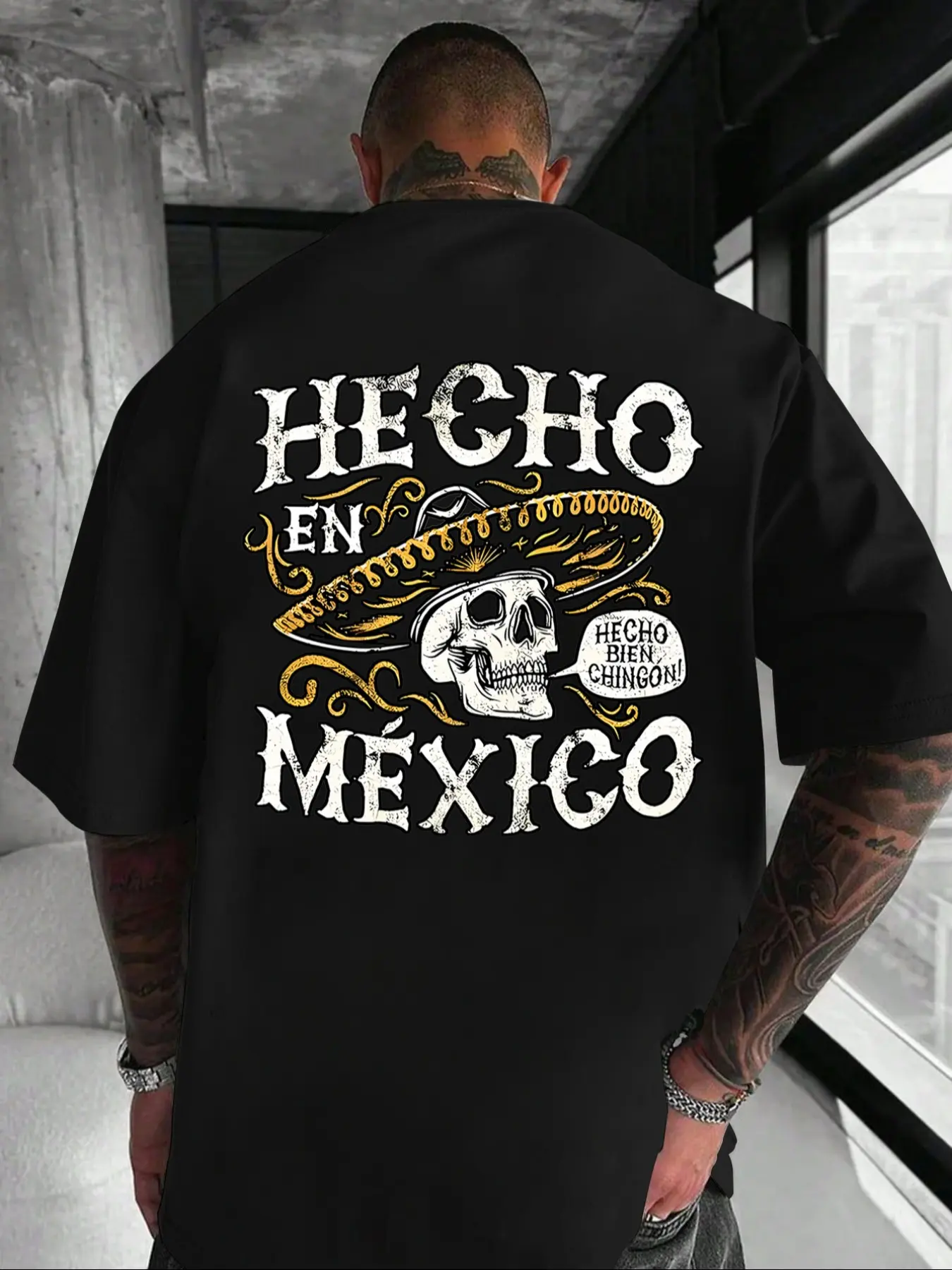 Men's Casual Loose-Fit Short Sleeve Knit T-Shirt, Halloween Skull Graphic Print, Comfortable Round Neck Tee for Outdoor Gym Shopping
