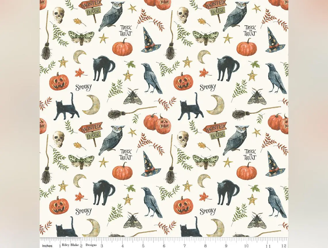 Trick or Treat | Spooky Cream by Lisa Audit for Riley Blake Designs | CD15962-CREAM